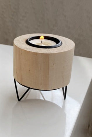 Wooden Wrought Iron Candle Holder